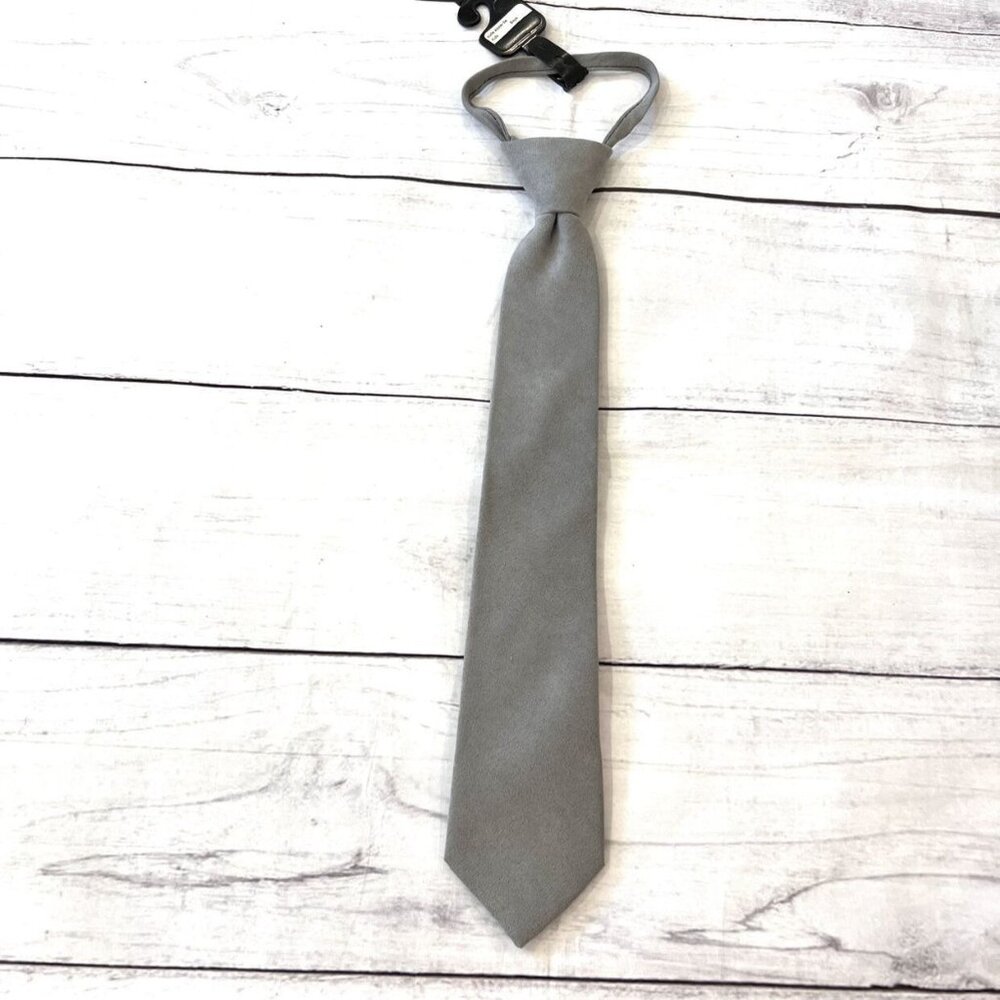 🆕NWT Joseph Lee Kids Suede Gray Zipper Tie